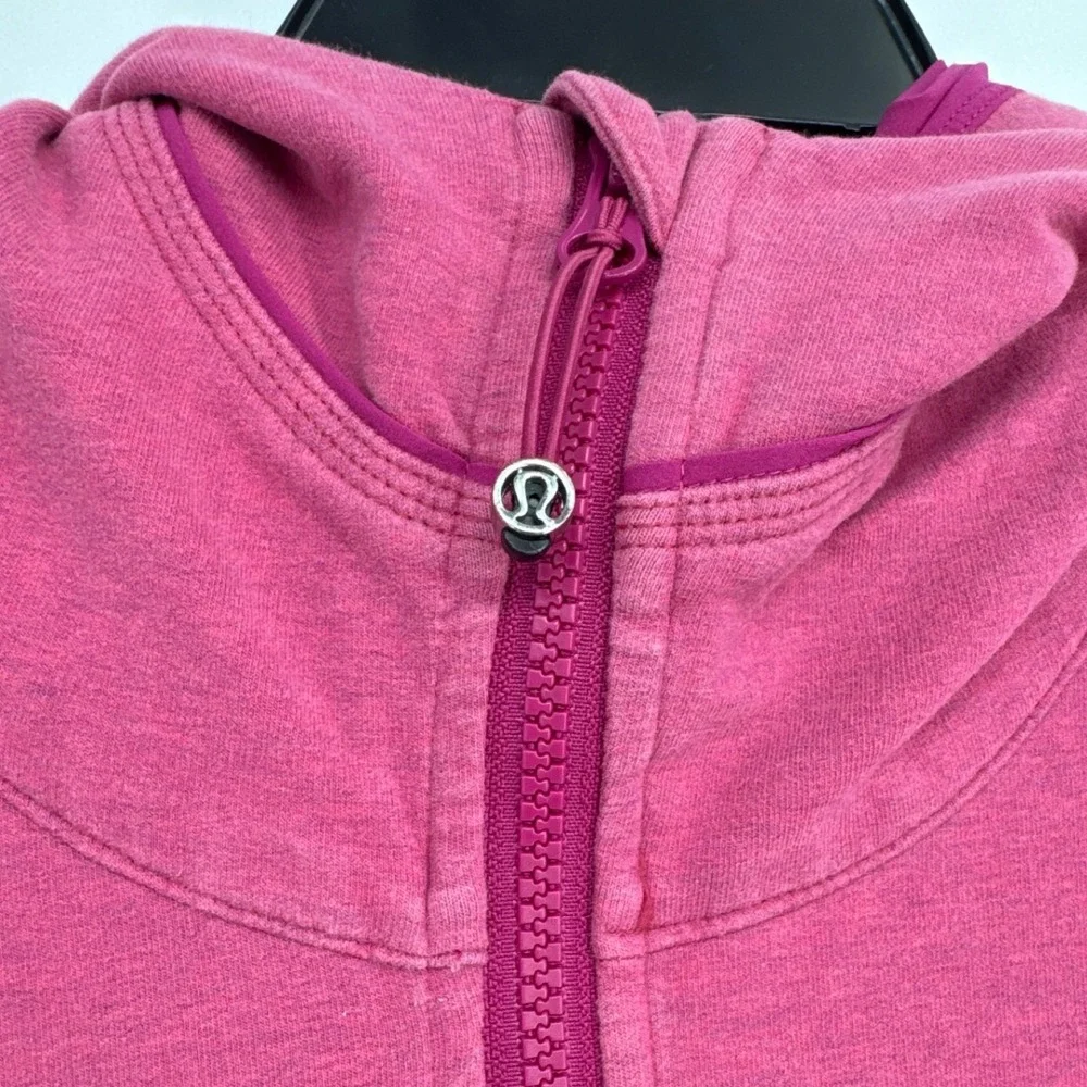 Lululemon Scuba Full Zip Hoodie Women Size 6 Pink Heathered Thumbholes Jacket